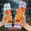 1PC Capybara Drink Beverage Cute Cartoon 750ml Color Plastic Sports Water Bottle Leakproof Flip Straw Lid Suitable for Sports Office Home Use