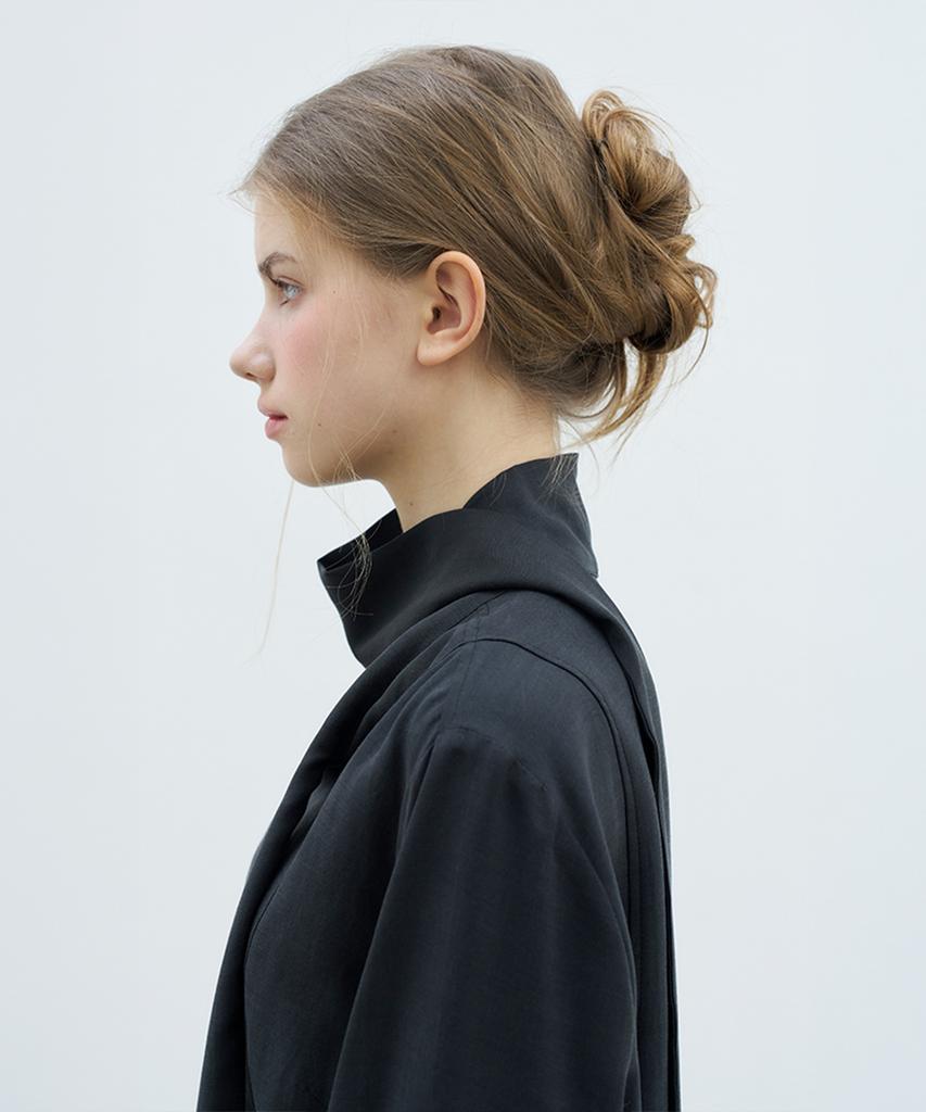 VEM.VER Long Sleeve Tie Blouse_Charcoal