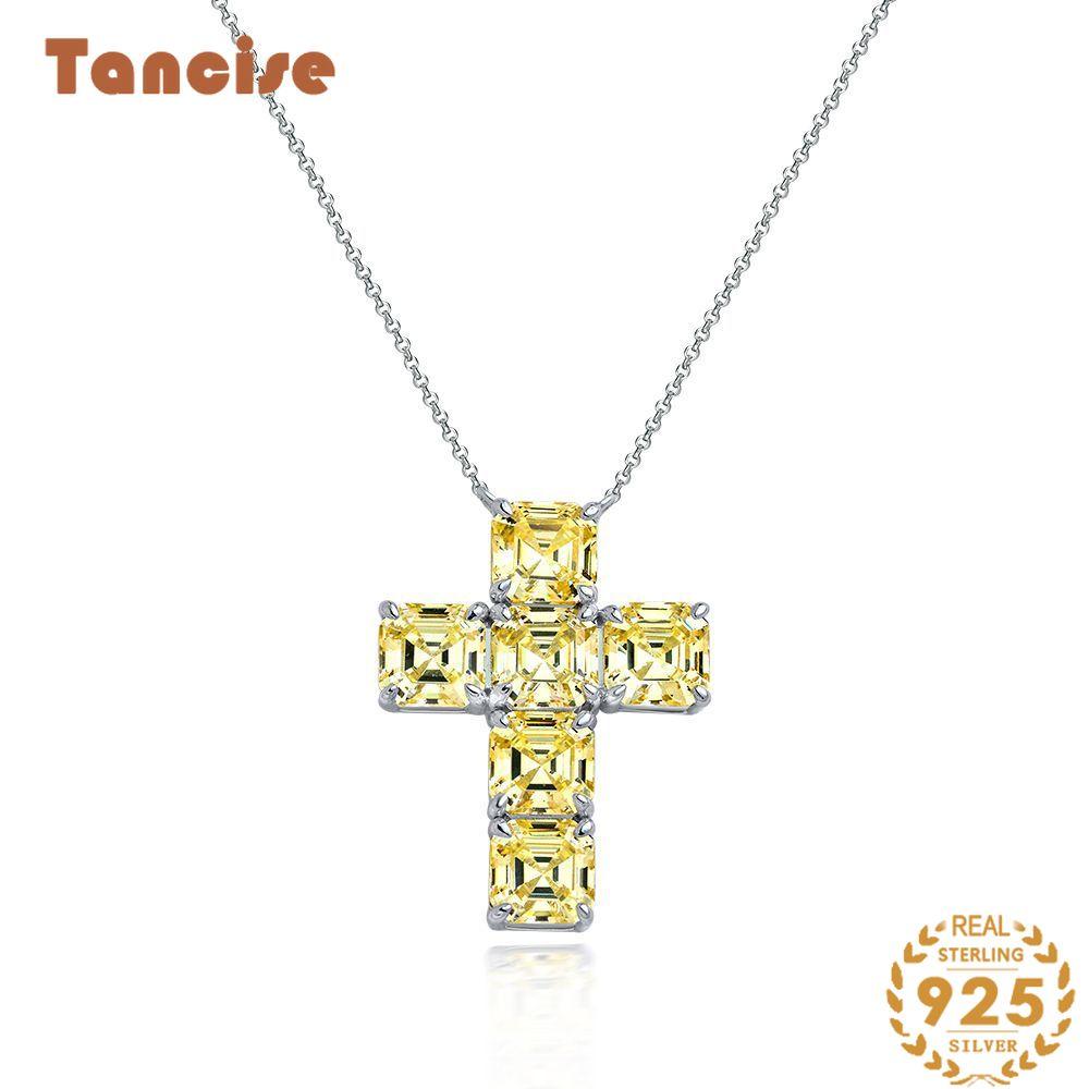 

Ювелирные изделия Tansized S925, подвеска из стерлингового серебра 7 * 7, универсальное ожерелье с высокоуглеродистыми бриллиантами 40 + 3 белый