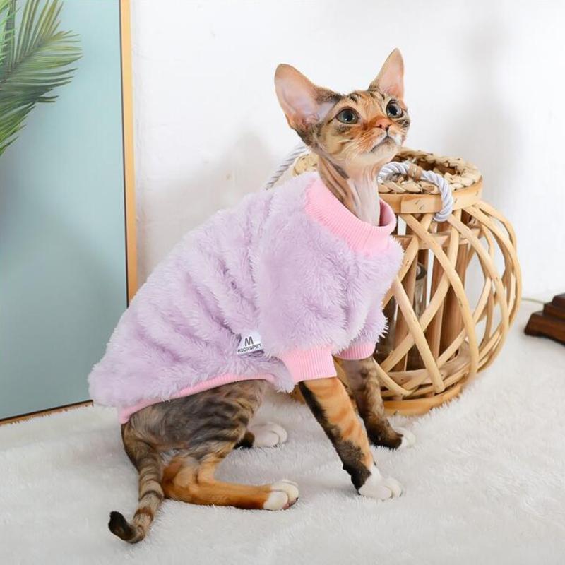 New Turtleneck Cat Sweater Coat Winter Warm Hairless Cat Clothes Soft Fluff Pullover Shirt Maine-Coon Cat Chihuahua Pet Clothing