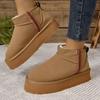Fashion 2025 New Thick Plush Platform Snow Boots Women Winter Warm Fur Cotton Shoes Woman Faux Suede Slip-On Ankle Boots Shoes