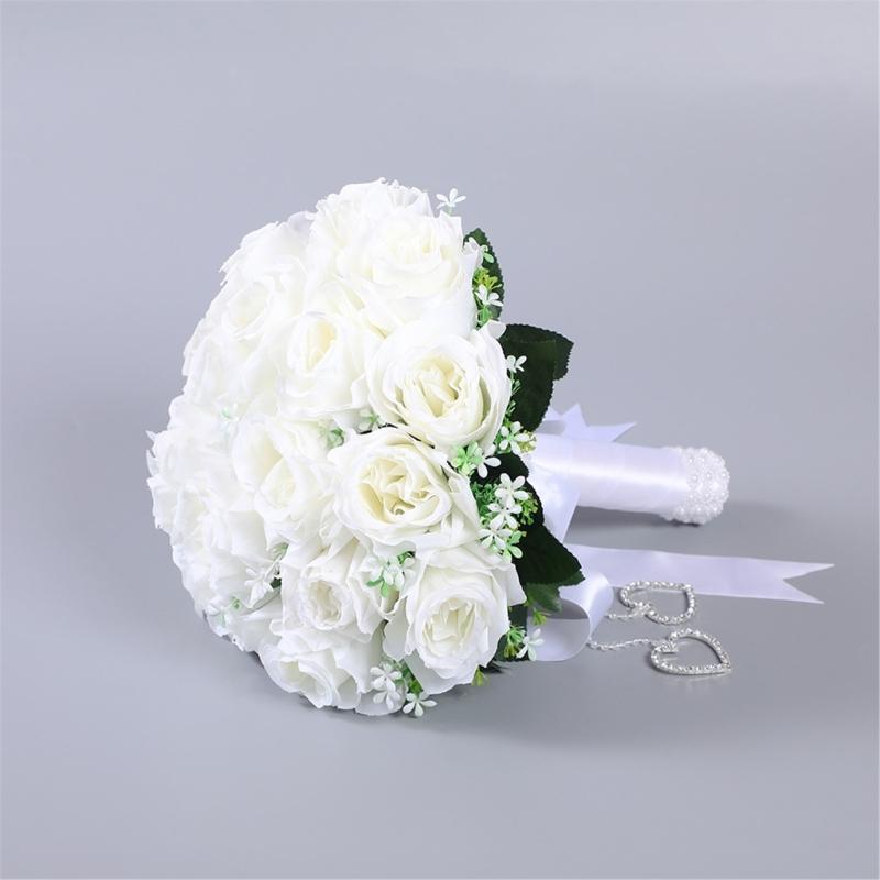 Silk Flower Bridal Bouquet Artificial Flower Arrangement Easy Grip For Wedding Ceremony Anniversary Indoor Outdoor Use