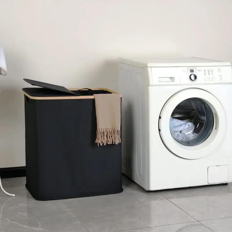 For 1pc 150L Laundry Hamper with Lid, 2 Compartments, Large Laundry Collector, Storage Bottle Collection Container, Double Laund