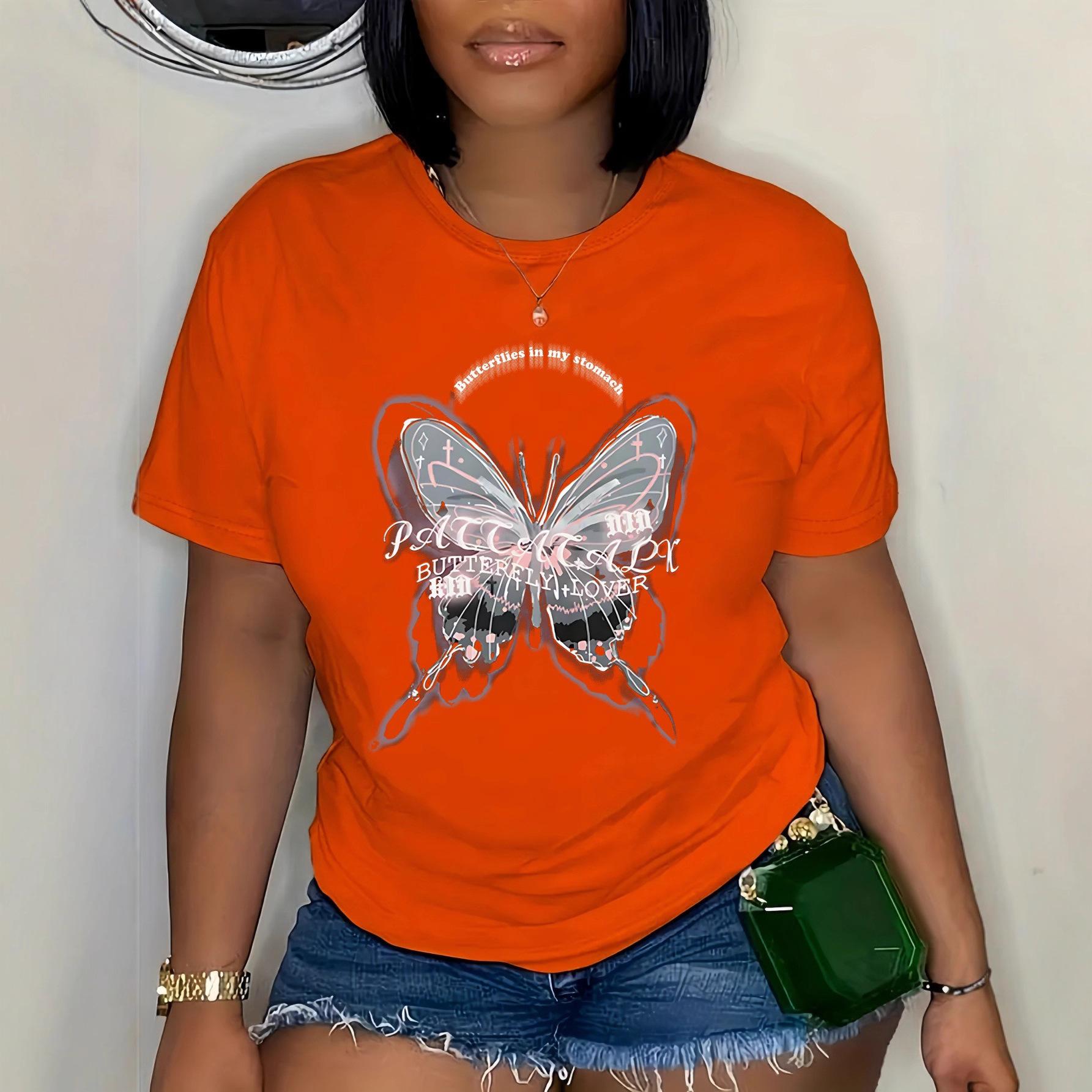 

Women s Large-size Short-sleeved T-shirt 5XL помаранчевий