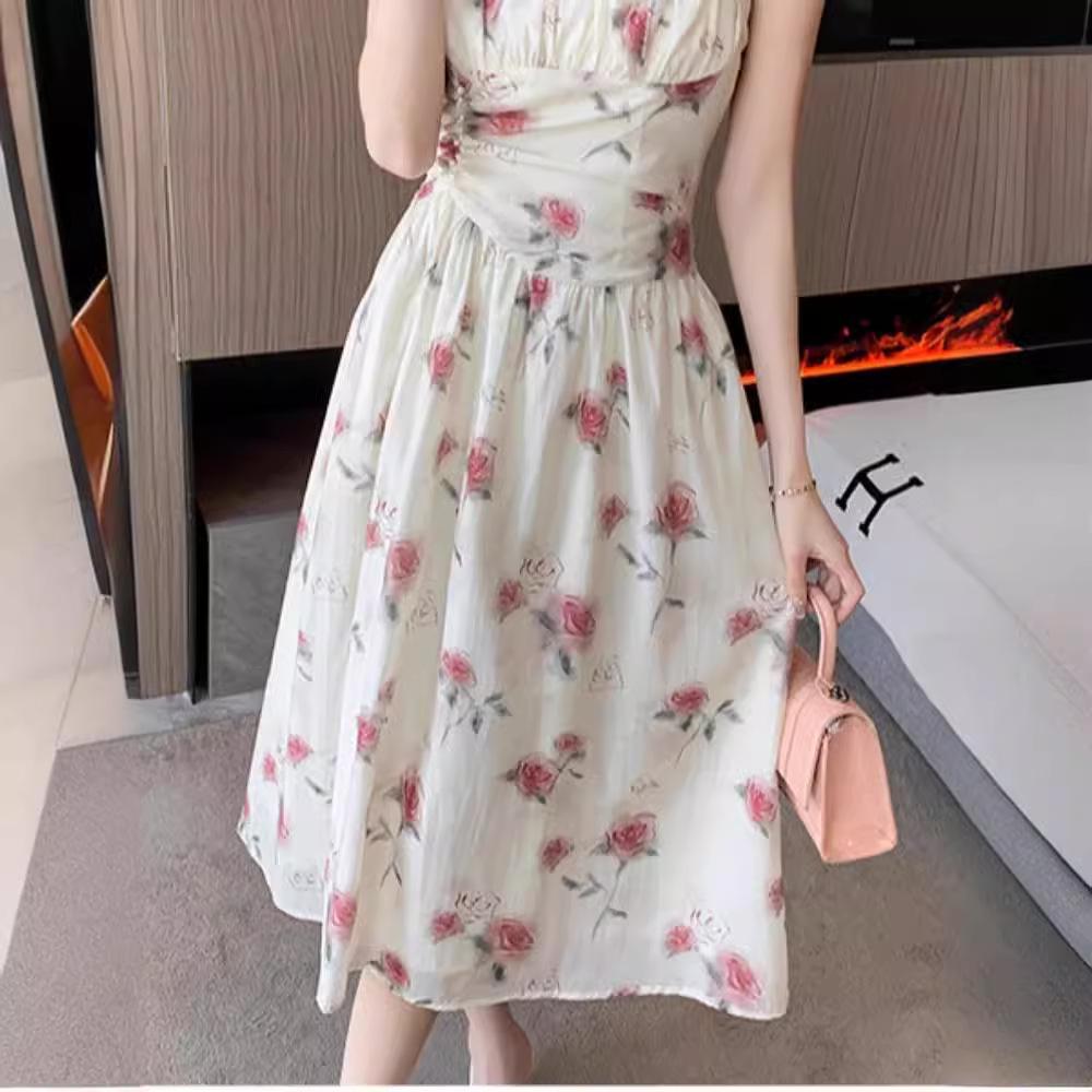 Tea Break French Style Spaghetti Strap Evening Dress – Elegant, Waist-Hugging, and Luxurious for Women