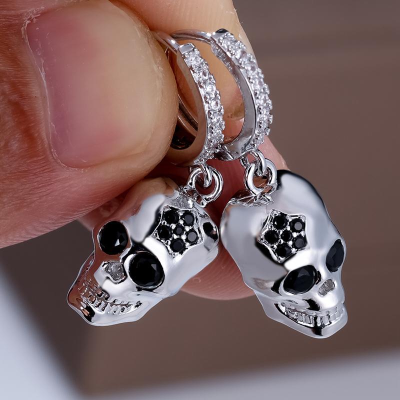 Dark Gothic Personalized Ghost Skull Head Drop Earrings for Women Creative Skull Vintage Punk Jewelry Gifts