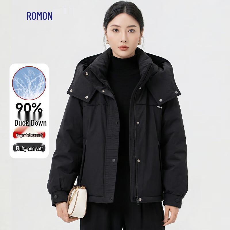 Romon Women's Short Thick Hooded 90% Duck Down Winter Jacket