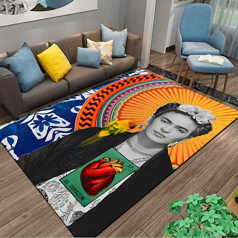 Frida Kahlo with Parrot Suitable As a Non-slip Mat for the Living Room or Bedroom Sofa