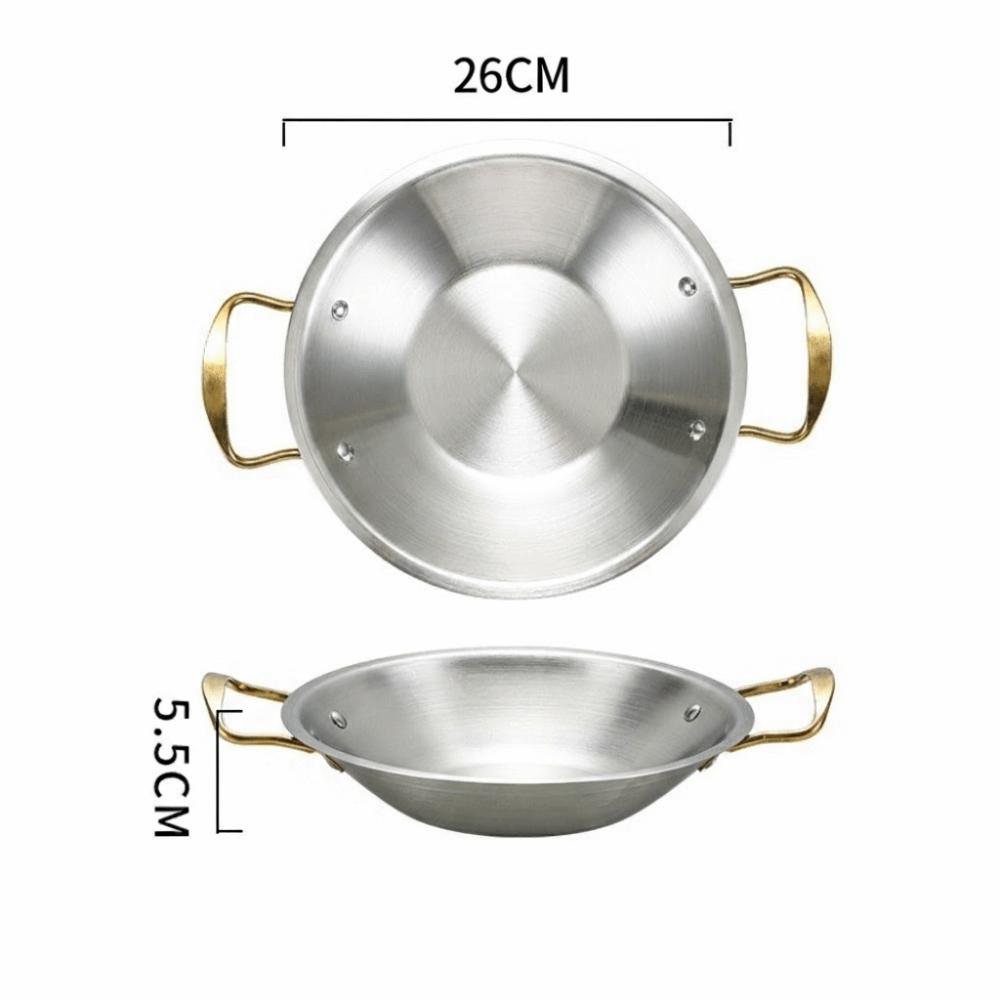 

Stainless Steel Seafood Hot Pot Multi-Purpose Golden Ear Korean Style Frying Pan Non Stick Uncoated Camping Stove Cooking Pot