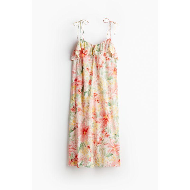 HM Women's Clothing Dress Fall V-neck Loose Print Sling Vacation Style Pleated Midi Dress Dress 1234153