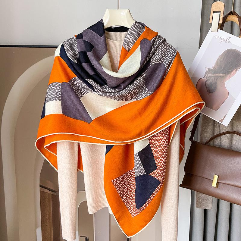 Mulberry silk wool large square scarf 135 silk wool autumn and winter light luxury high-end scarf shawl gift women s silk scarf