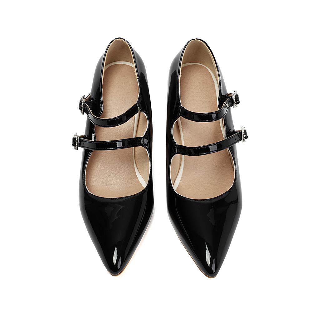 

Red Black Women Dress Pumps Pointed Toe High Heel Plus size 48 34 чёрный