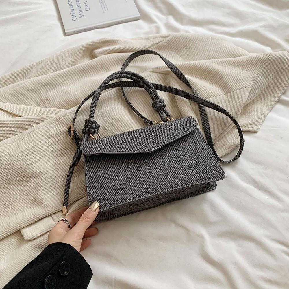 Lightweight Knotted Rope Detail Handbag Stylish Square Crossbody Purse Daily Use