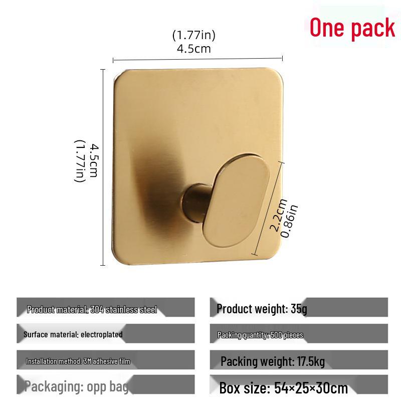304 Stainless Steel Adhesive Clothes Hook - Punch-Free, Strong Hold, Behind-Door Mount
