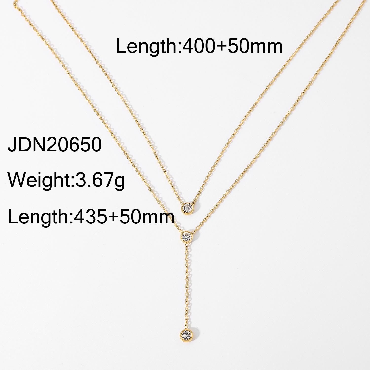 Zircon Y Shape Long Necklace Titanium Steel Women Elegant Sweater Chain