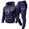 Mens Y2K Style Hooded Sweatshirt Jogger Pants Set - Long Sleeve Fleece-Lined Casual Two-Piece Outfit