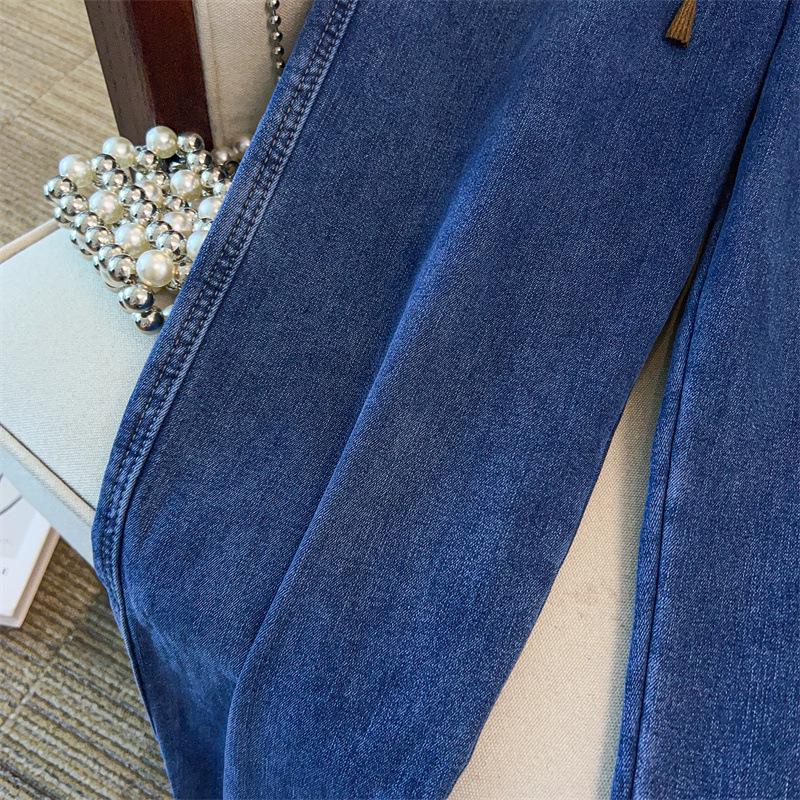 Plus Size Women's High Waist Denim Long Pants - Slimming, Casual, Loose, Cuffed Dad Jeans (200/300 Jin)