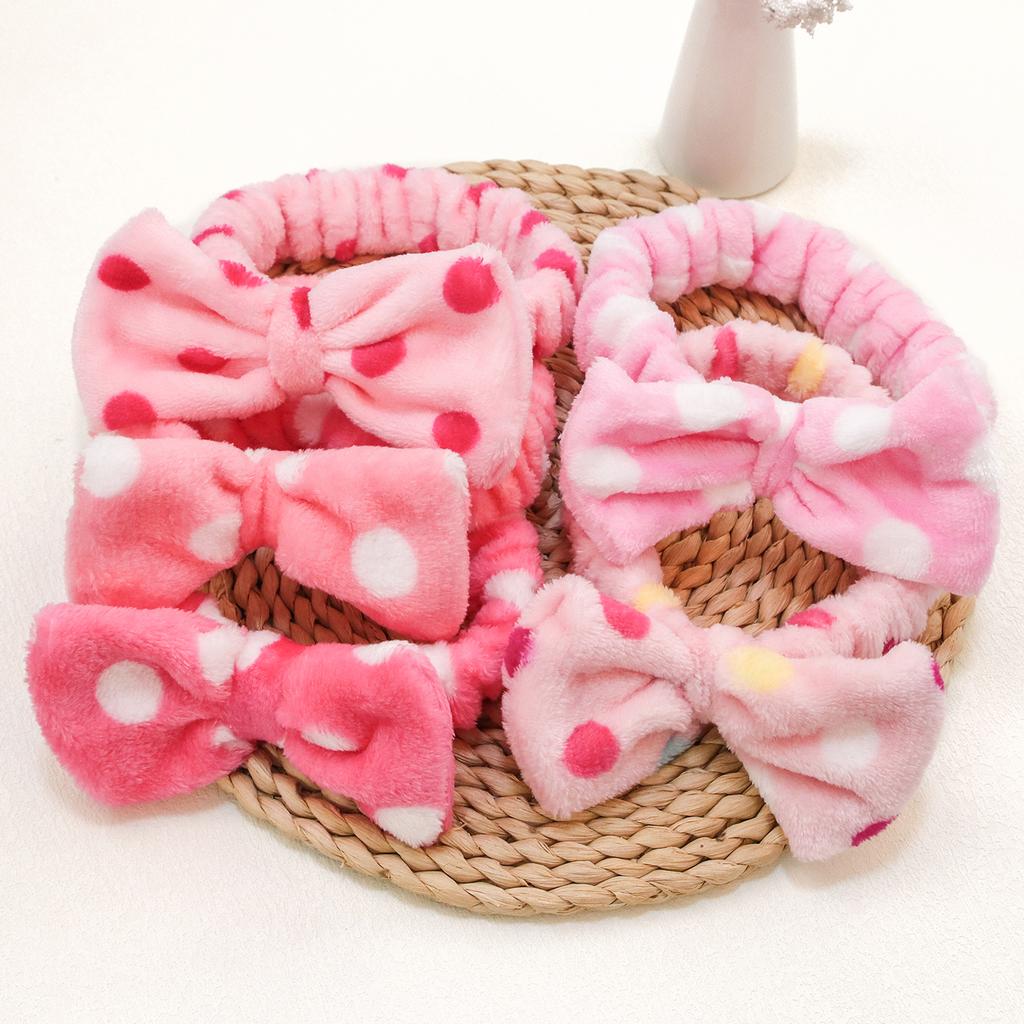 Spa Hoofdband Strik Haarband voor Gezicht Wassen Vrouwen Huidverzorging Hoofdbanden Elastische Make-up Hoofdband Koraal Fleece Gezichtswas Hoofdband