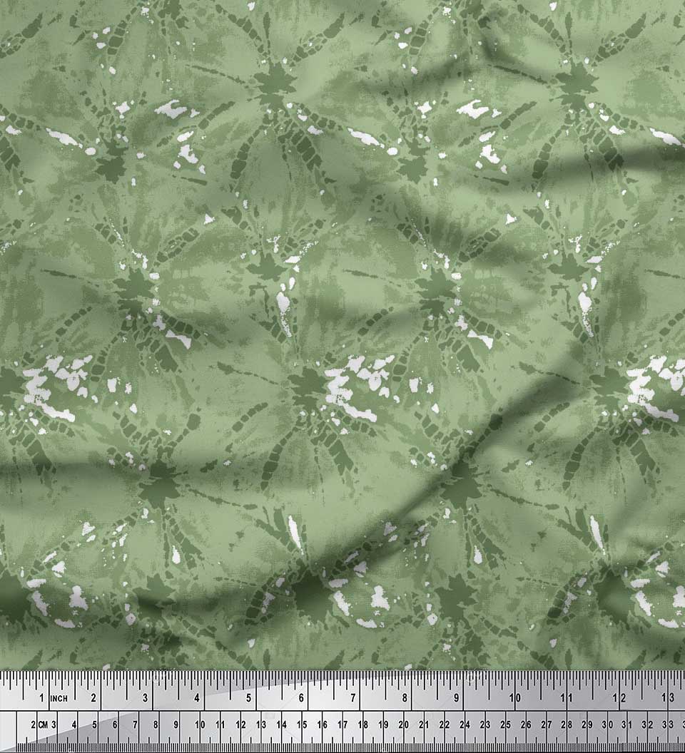 

Soimoi Brown Poly Crepe Fabric Batik Tie-Dye Print Швейна тканина BTY 42 дюйма 42 Inch Wide - Poly Crepe зелений