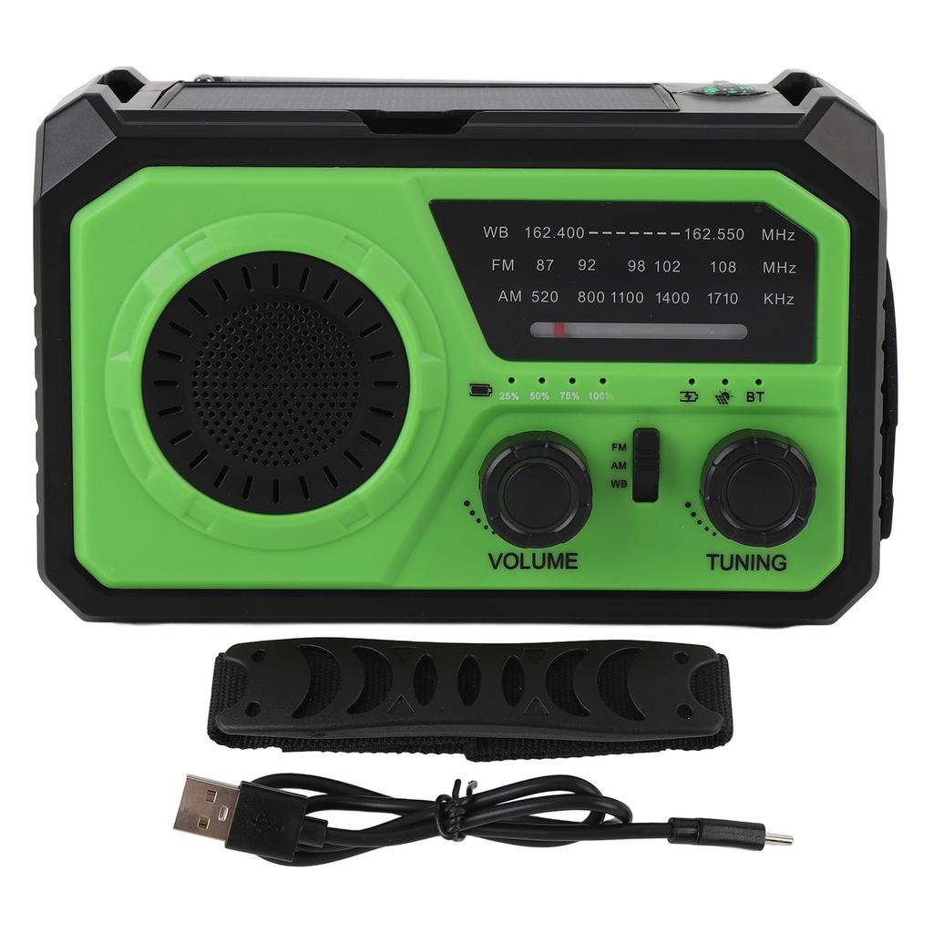 Emergency Radio 16000mAh Type C Solar Powered Hand Crank Charging Weather Radio with SOS Reminder