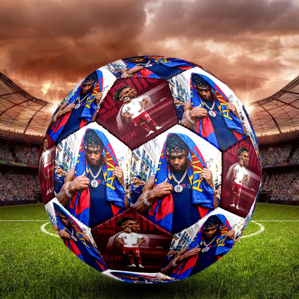 Yamal 19 Streetwear Fashion Icon Soccer Ball Size 5 Football Machine-Stitched Indoor/Outdoor Training and Matches Soccer Accessory