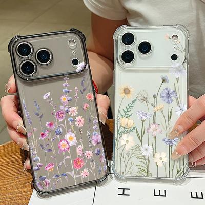 Little Flower Pattern Phone Case For iPhone 17 Air 16 15 14 13 16 Pro Max 17 Pro 16e Shockproof Clear TPU Soft Cover