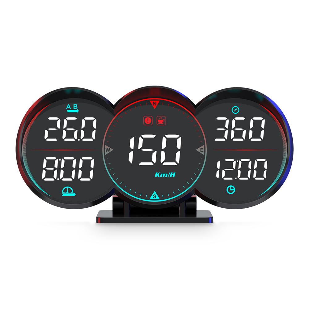 HUD GPS Heads Up Display LCD Speedometer Over-speed Alarm Fatigue Driving Alarm