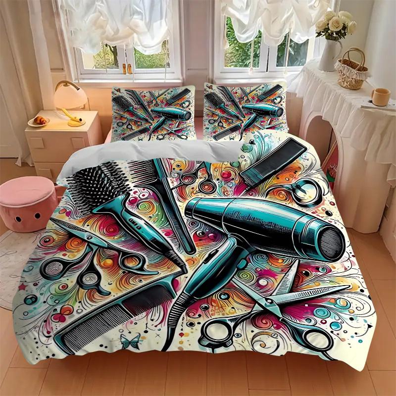 3pcs Hair Salon Tools with Butterfly Design, Includes One Quilt Cover and Two Pillowcases (No Core)