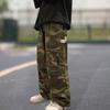 Men Cargo Pants Camouflage Drawstring Elastic Waist Wide Leg Autumn Vintage Jogging Trousers Streetwear