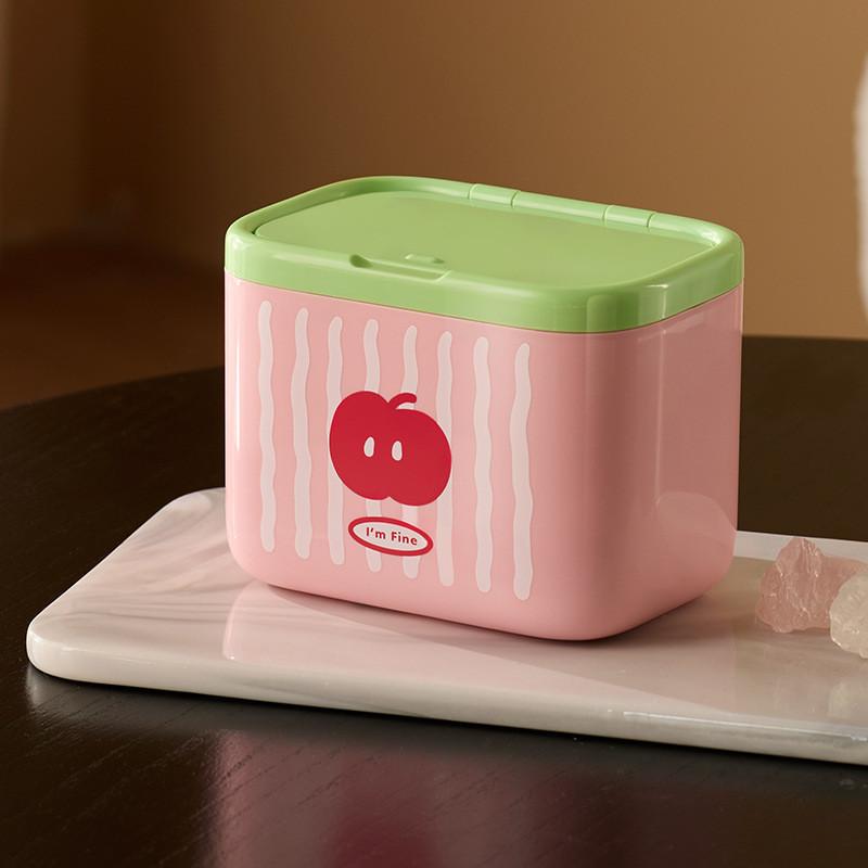 Autonomous Design Automatic Lifting Cotton Swab Organizer With Colorful Pattern For Vanity And Desk розовый