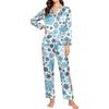 Women's Snowflake Print Long Sleeve Pajamas for Winter Sleepwear and Home Lounging