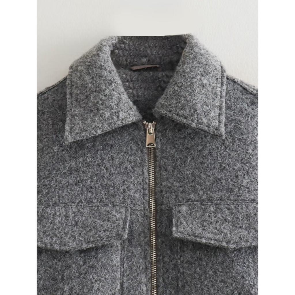 GMXIA Vestes et manteaux Vintage décontractés pour femmes, couleur unie, imprimé, manches longues, col POLO, automne hiver