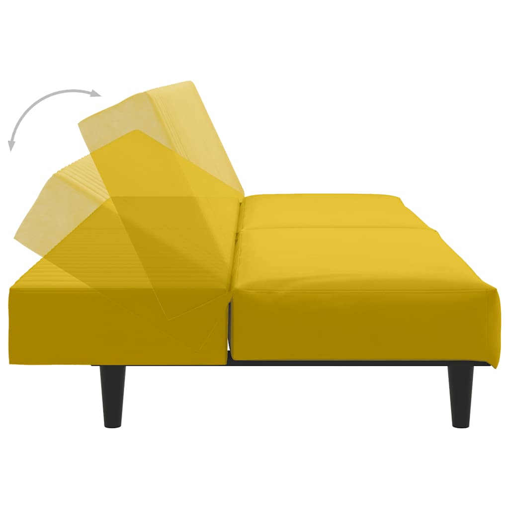 2 Seater Yellow Velvet Sofa Bed