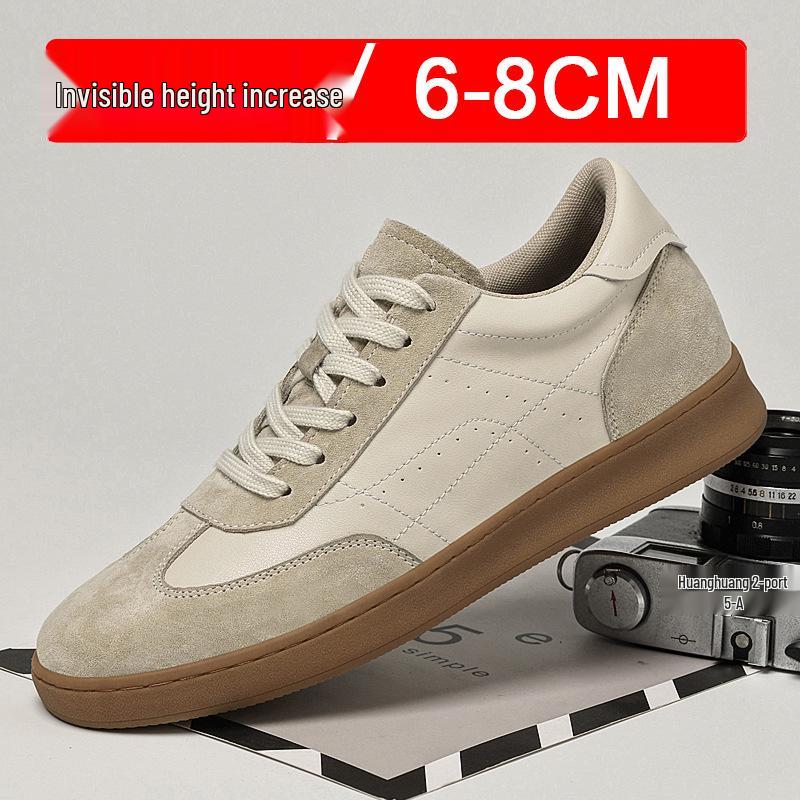 Men's Breathable Lace-up Sports Shoes, 8cm Height Increasing, Lightweight, Thick Sole, Casual Training Board Shoes