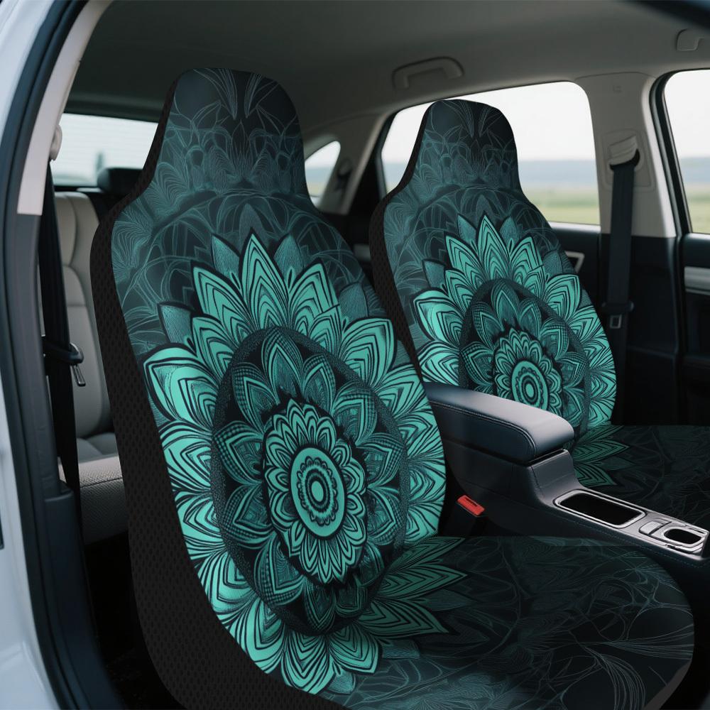 Set di 2 coprisedili Teal Mandala Bloom – Proteggisedili di Alta Qualità, Resistenti e alla Moda, Vestibilità Perfetta, Facili da Pulire, Per Tutte le Stagioni U