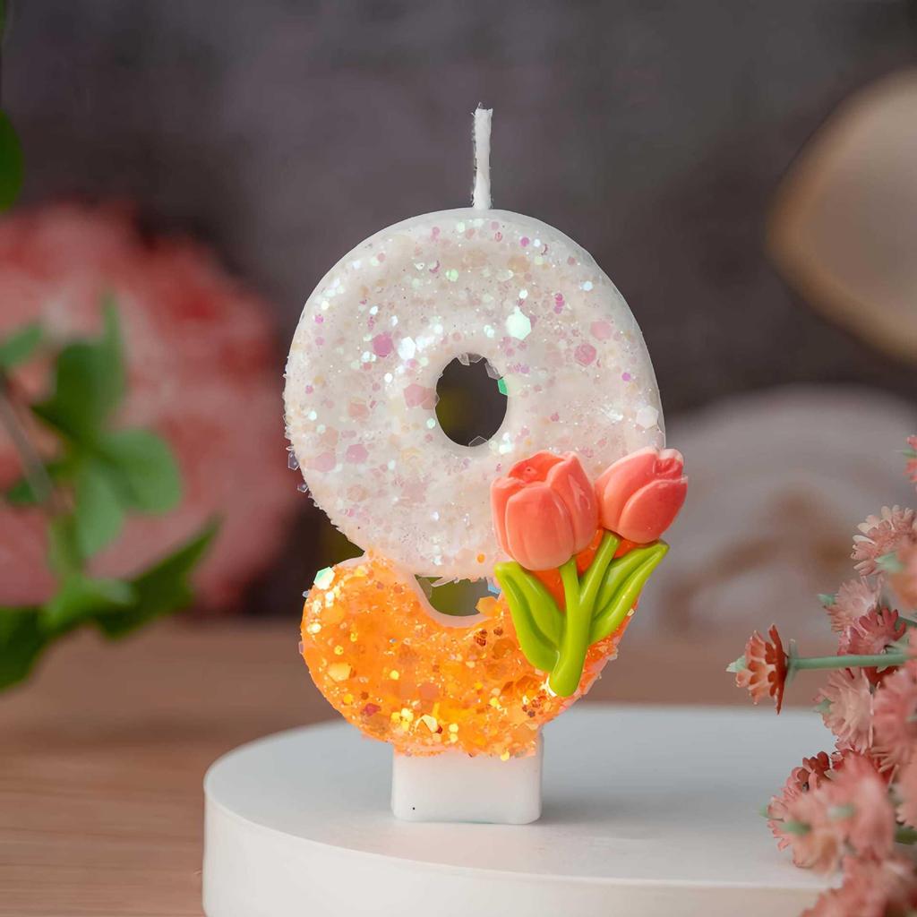 Creative DIY 0-9 Birthday Flower Candle for Cakes and Desserts