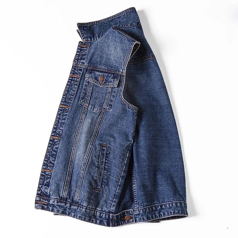 Denim Vest Men Outdoors Cotton Multi Pocket Sleevless Jean Jacket Tactical Waistcoat Coat