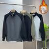 Winter 2025 Men's Color Block Fleece-Lined Stand-Up Collar Sweatshirt: Trendy Casual Half-Zip Outerwear