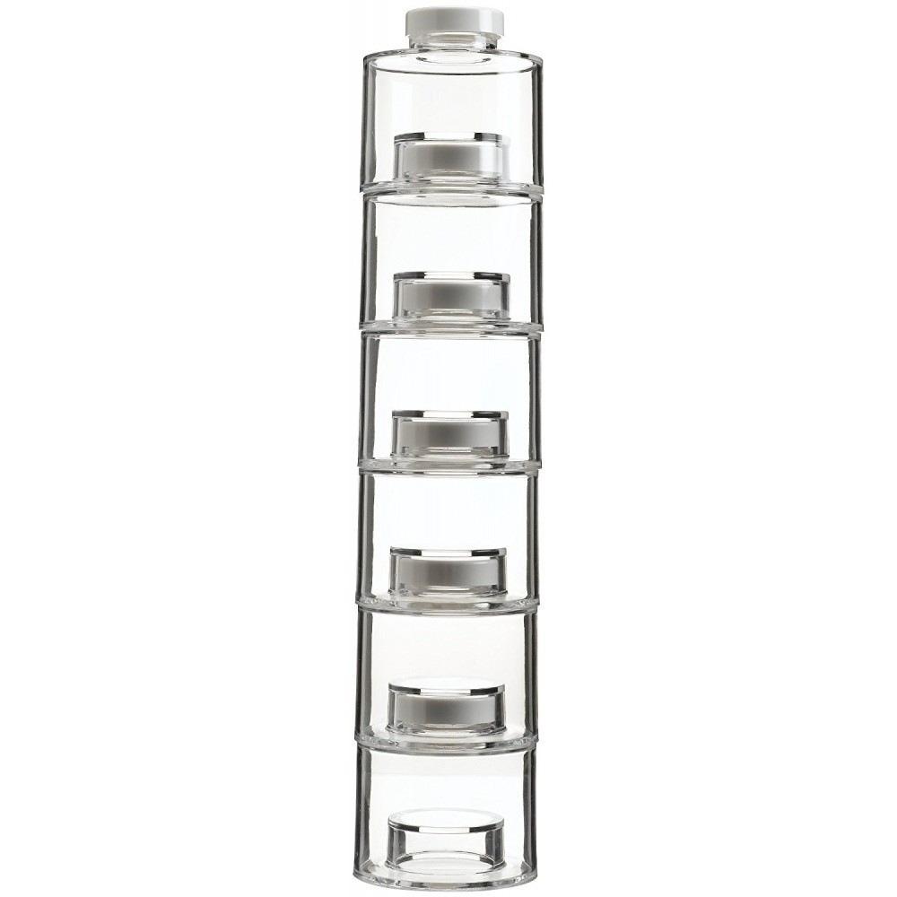 Space Saving Spice Jars Tower Transparent Condiment Bottles Stackable Spice Rack for Salt Spices