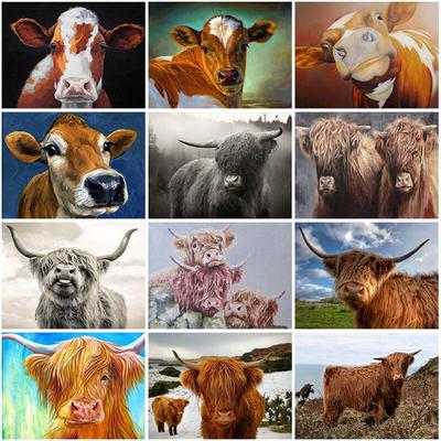 DIY Cow 5D Diamond Painting Πλήρης στρογγυλή ρητίνη Rhinestones Μωσαϊκό Ζώο Ηλίανθος Διαμαντένιο Κέντημα Σταυροβελονιά Διακόσμηση σπιτιού