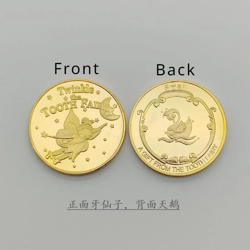 Dental Creative Tooth Fairy Shape Commemorative Coin Gold Plated Souvenir Coin for Children Kids Baby Dentistry Clinic Gifts