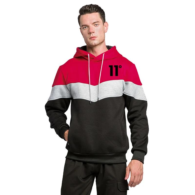 Mens Tracksuit Three Color Splicing Casual Hooded Sweatshirts Outdoors Sport Jogging Tops Male High Quality Gym Pullover Clothin