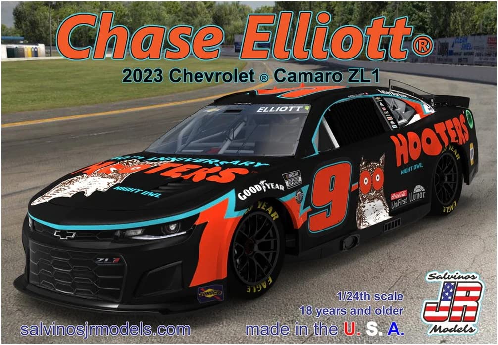 Salvinos Model NASCAR 2023 Camaro ZL1 Hendricks Motorsports Chase Elliott Hooters Plastic Model SJMHMC2023CEH J.R 1/24