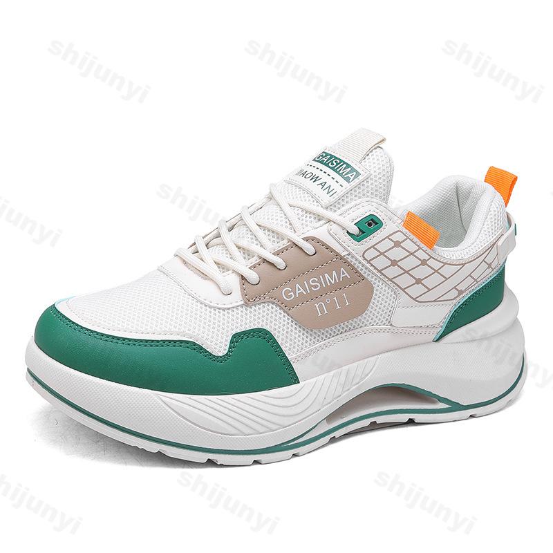 

2026 Autumn New Fashi Trend Men s Low Top Thick Soled Casual Shoes Mesh Breathable Comfortable Versatile Niche Chunky sneakers 45 зелений