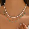 European and American elegant fashion imitation pearl turquoise water drop necklace casual versatile temperament collarbone necklace men and women