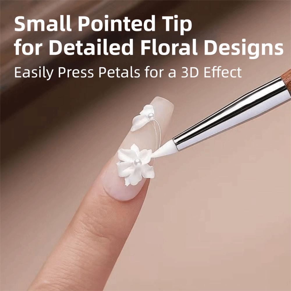 Ergonomic Handle Sandalwood Nail Pen Double Headed Silicone Carving Pen  Gel Polish