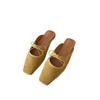 Flat Bow Mary Jane Sandals 2025 Spring/summer New Korean Version Soft Sole Velvet Toe Half Slippers for Women To Wear