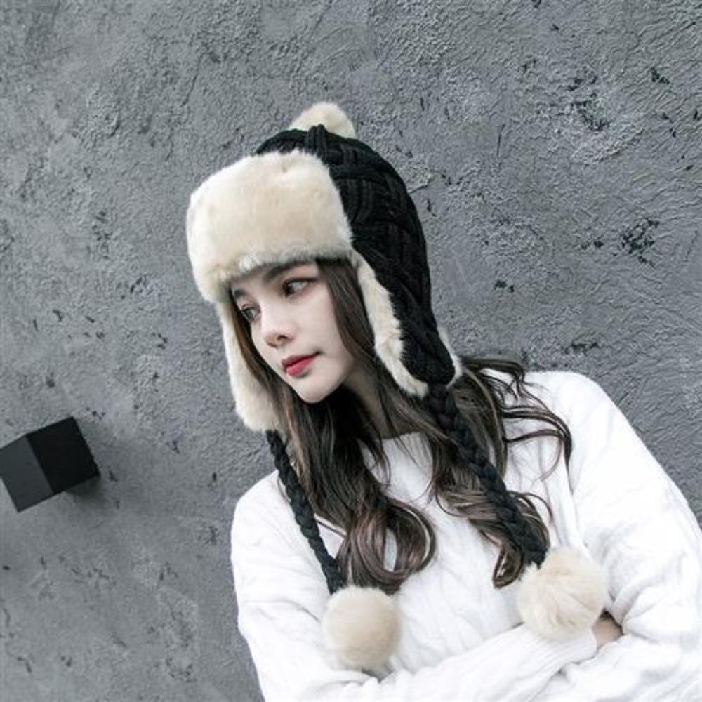 

Зимняя шапка женская шерстяная шапка вязаная теплая шапка Lei Feng шапка для защиты ушей женская осенне-зимняя корейская версия утолщенная ветрозащитная крышка для ушей