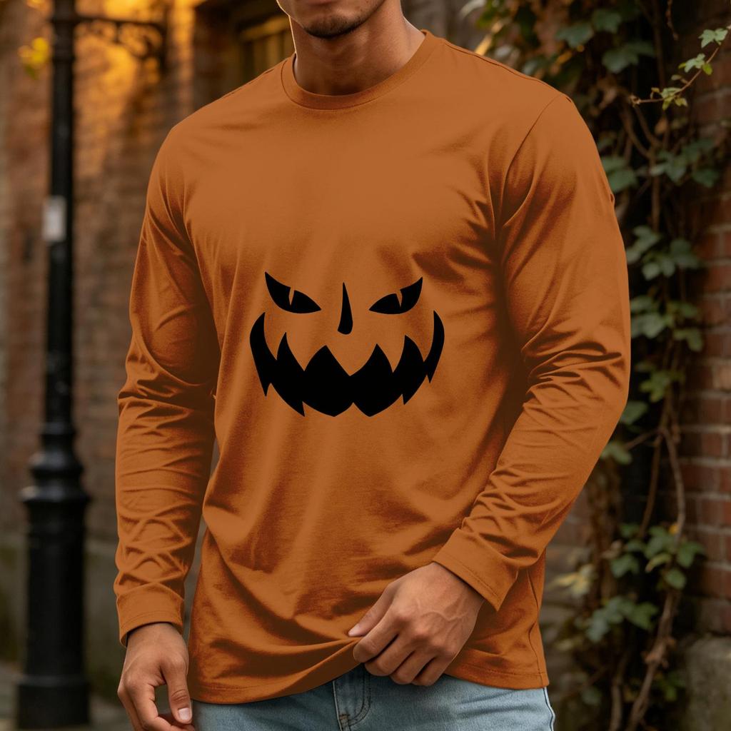 Men's Halloween Long Sleeve Neck Casual Top for Party
