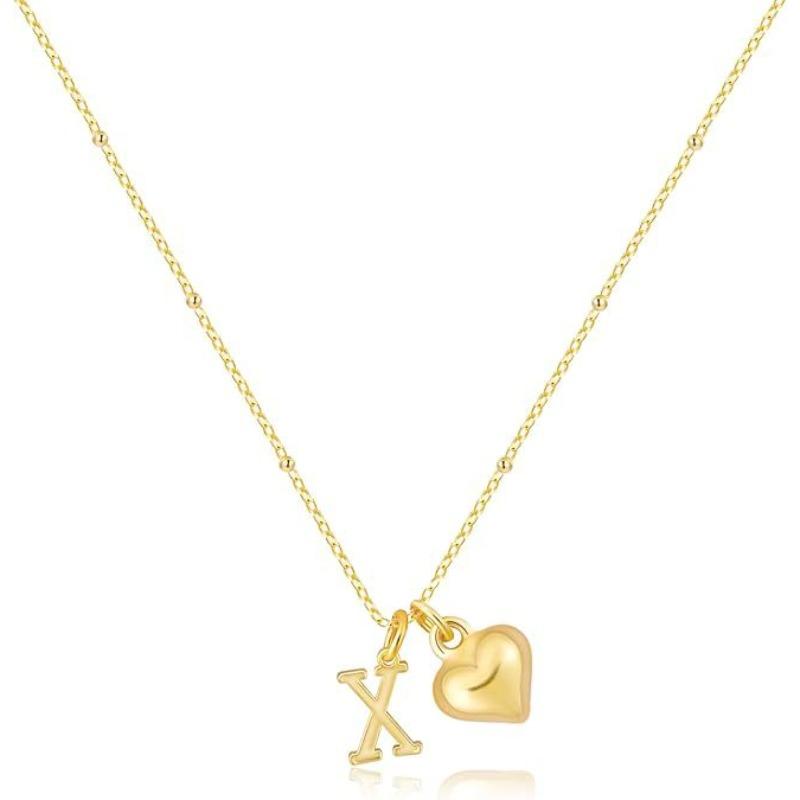 Fashion Luxurious Style 26 Letter Heart Necklace - Gold Plated - Simple and Versatile Women's Necklace